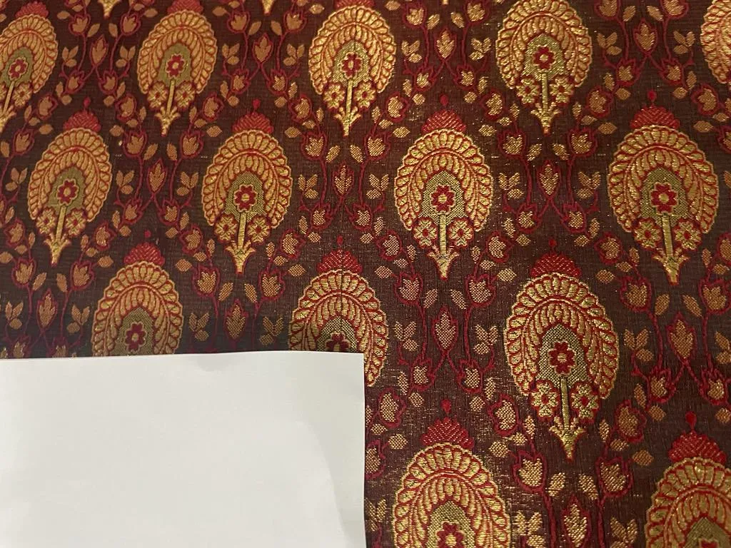 Silk Brocade fabric  44" wide available in 4 colors gold/orange/green and brown BRO901[1-4]