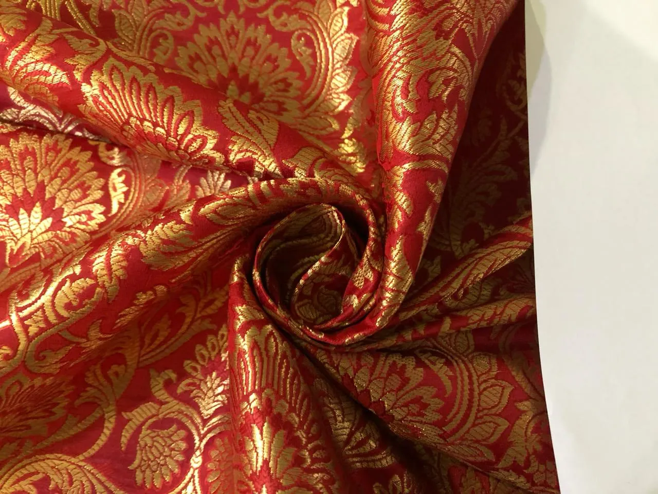 Silk Brocade fabric 44" wide available in Dark red and red Floral Jacquard BRO909[4/5]