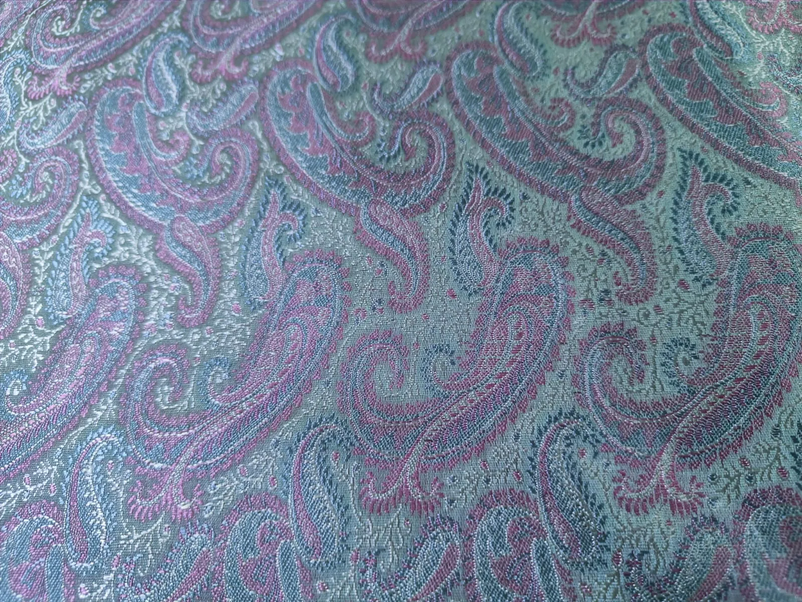 Silk Brocade fabric 44" wide available in two colors Peach / Pink and Blue and Blue /Pink and Green BRO886