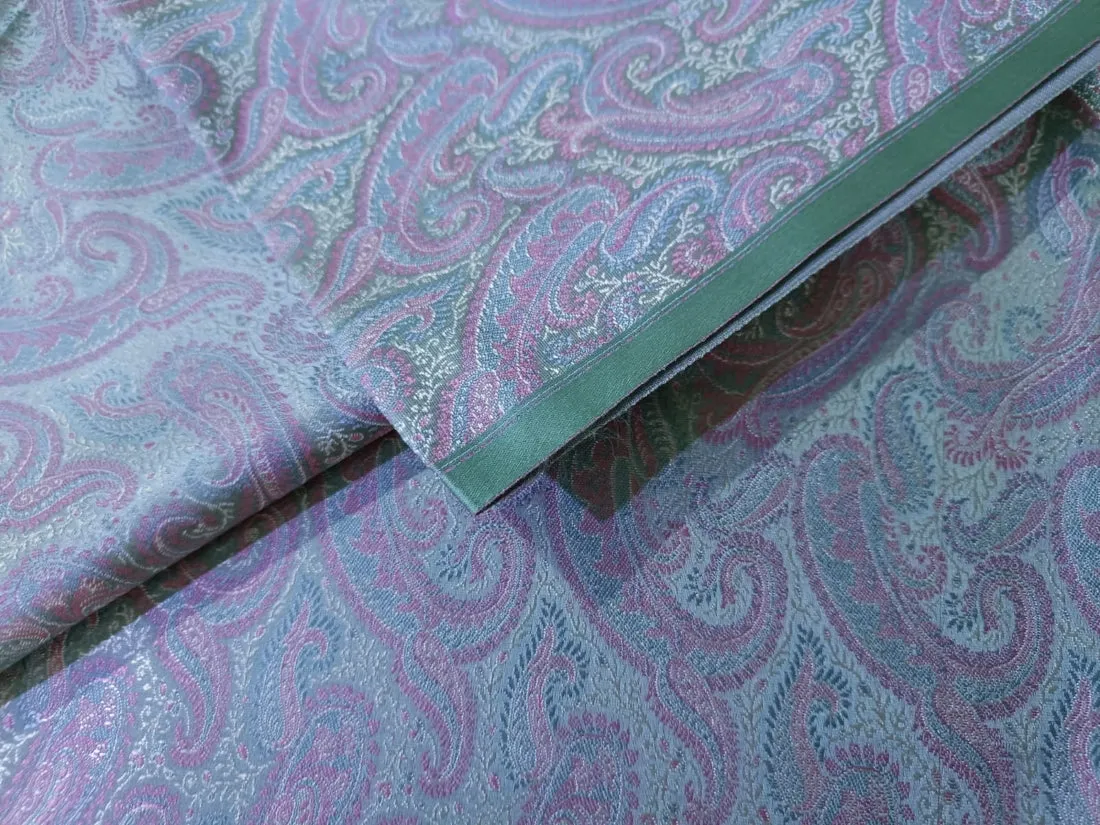 Silk Brocade fabric 44" wide available in two colors Peach / Pink and Blue and Blue /Pink and Green BRO886