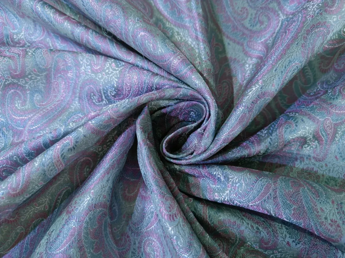 Silk Brocade fabric 44" wide available in two colors Peach / Pink and Blue and Blue /Pink and Green BRO886