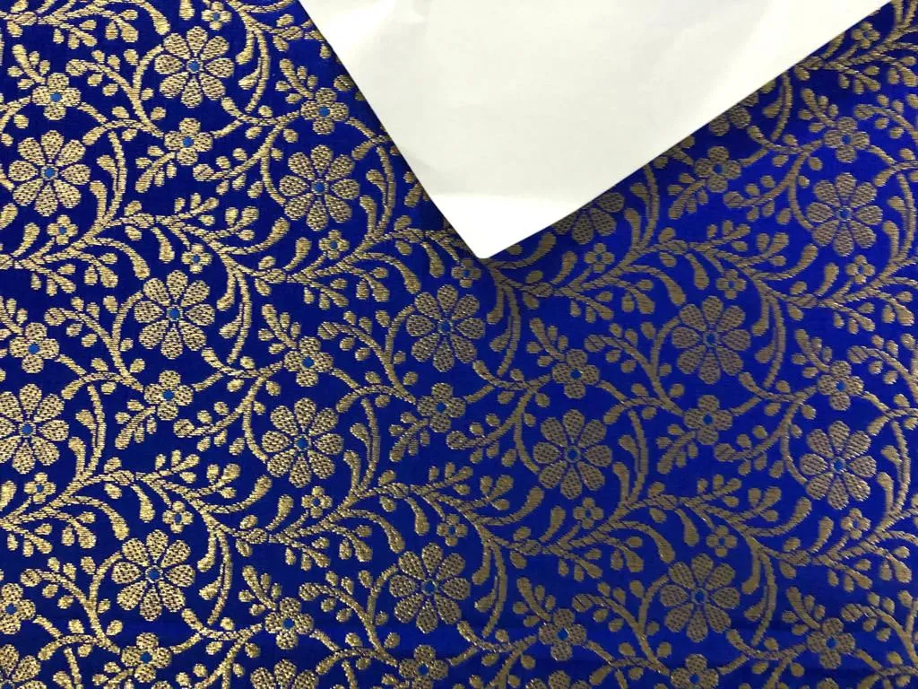 Silk Brocade fabric 44" wide Floral Jacquard available in 2 colors Bright green and Royal blue BRO916[15698/99]