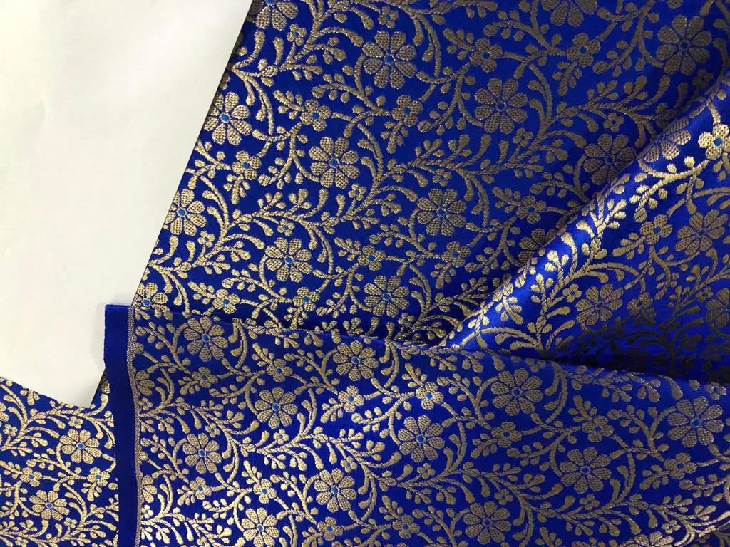 Silk Brocade fabric 44" wide Floral Jacquard available in 2 colors Bright green and Royal blue BRO916[15698/99]