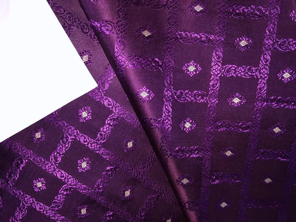 Silk Brocade fabric 44" wide Jacquard available in 2 colors PURPLE,RED/PINK BRO910[4/5]