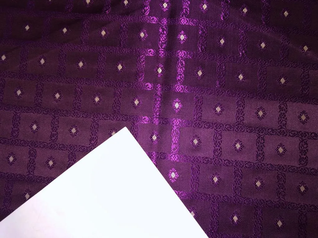 Silk Brocade fabric 44" wide Jacquard available in 2 colors PURPLE,RED/PINK BRO910[4/5]