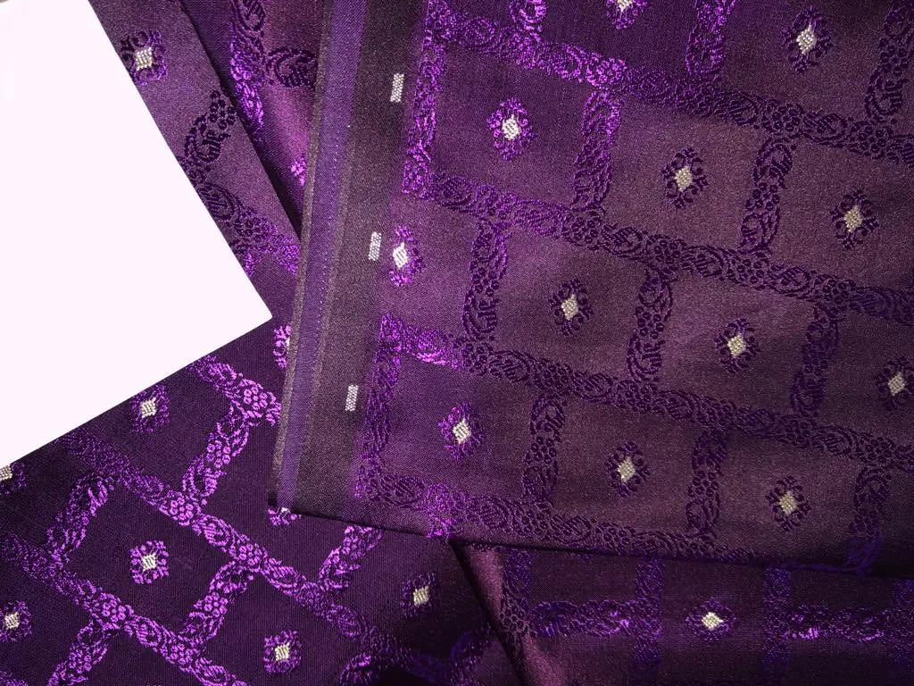 Silk Brocade fabric 44" wide Jacquard available in 2 colors PURPLE,RED/PINK BRO910[4/5]