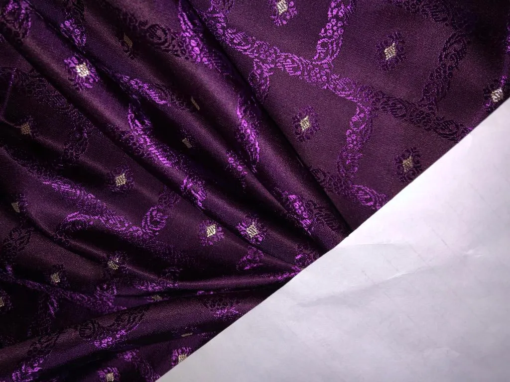 Silk Brocade fabric 44" wide Jacquard available in 2 colors PURPLE,RED/PINK BRO910[4/5]