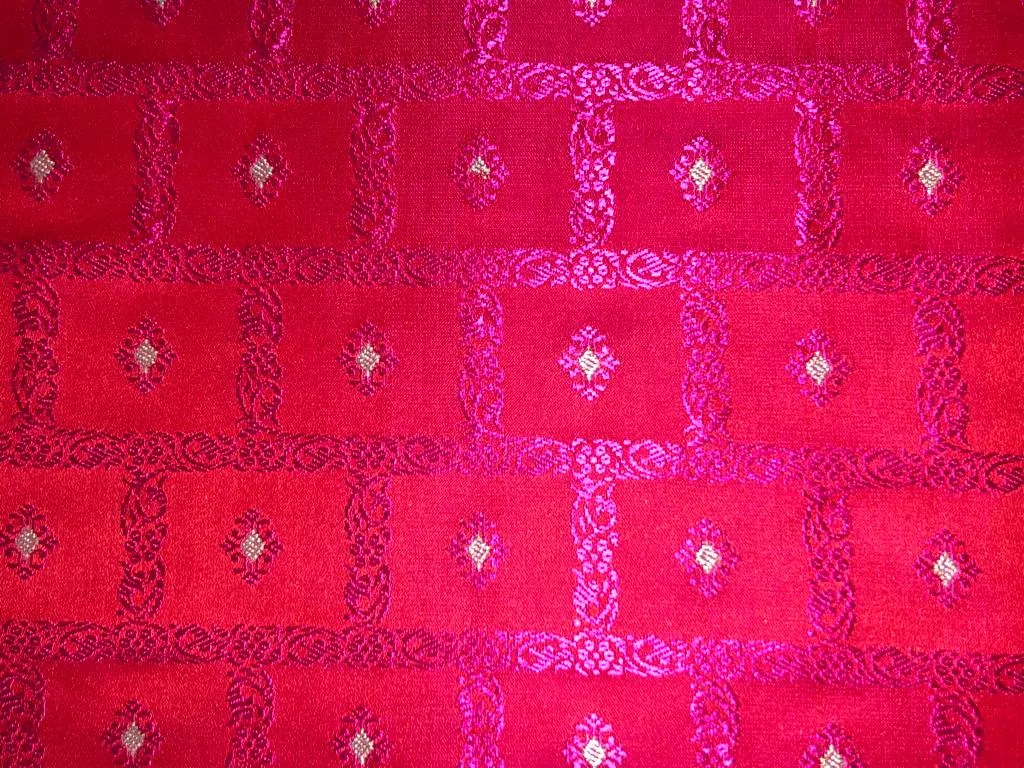 Silk Brocade fabric 44" wide Jacquard available in 2 colors PURPLE,RED/PINK BRO910[4/5]