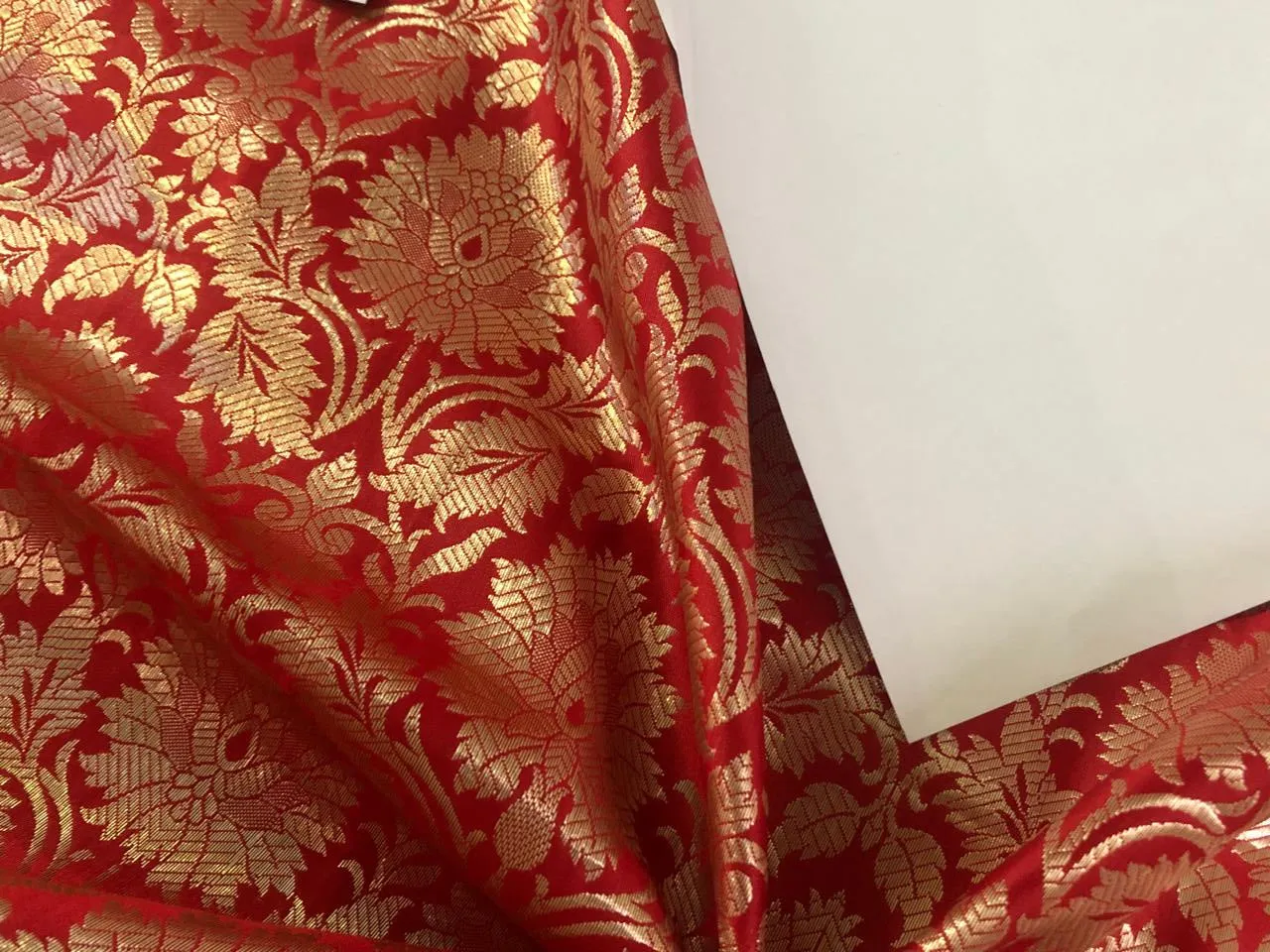 Silk Brocade fabric 44" wide  JACQUARD available in 2 colors RED AND SHOCKING PINK  BRO972