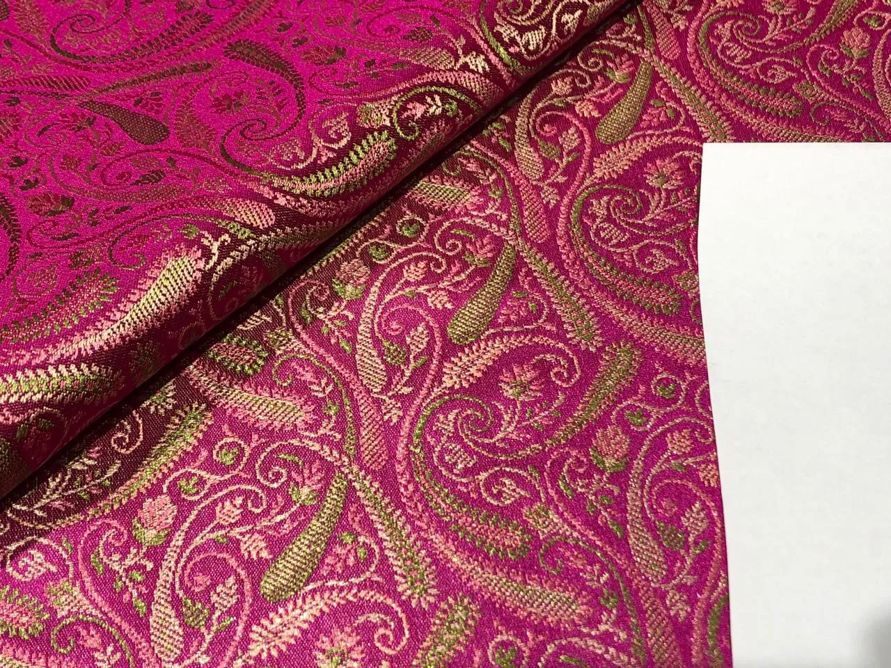 Silk Brocade fabric 44" wide paisley Jacquard available in 3 colors MANGO YELLOW /PINK AND ROYAL BLUE BRO941