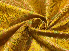 Silk Brocade fabric 44" wide paisley Jacquard available in 3 colors MANGO YELLOW /PINK AND ROYAL BLUE BRO941