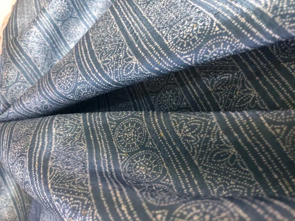 Silk Brocade fabric BLUE GREY COLOR jacquard stripes and circles with subtle silver sequence 54" wide BRO912[6]