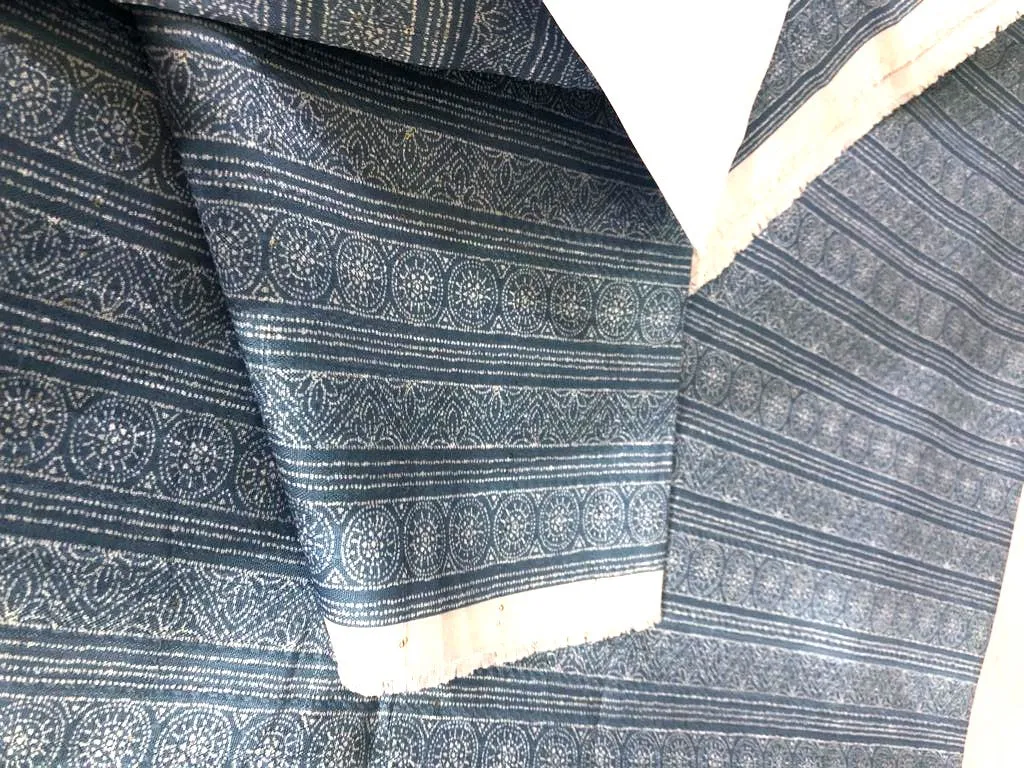 Silk Brocade fabric BLUE GREY COLOR jacquard stripes and circles with subtle silver sequence 54" wide BRO912[6]