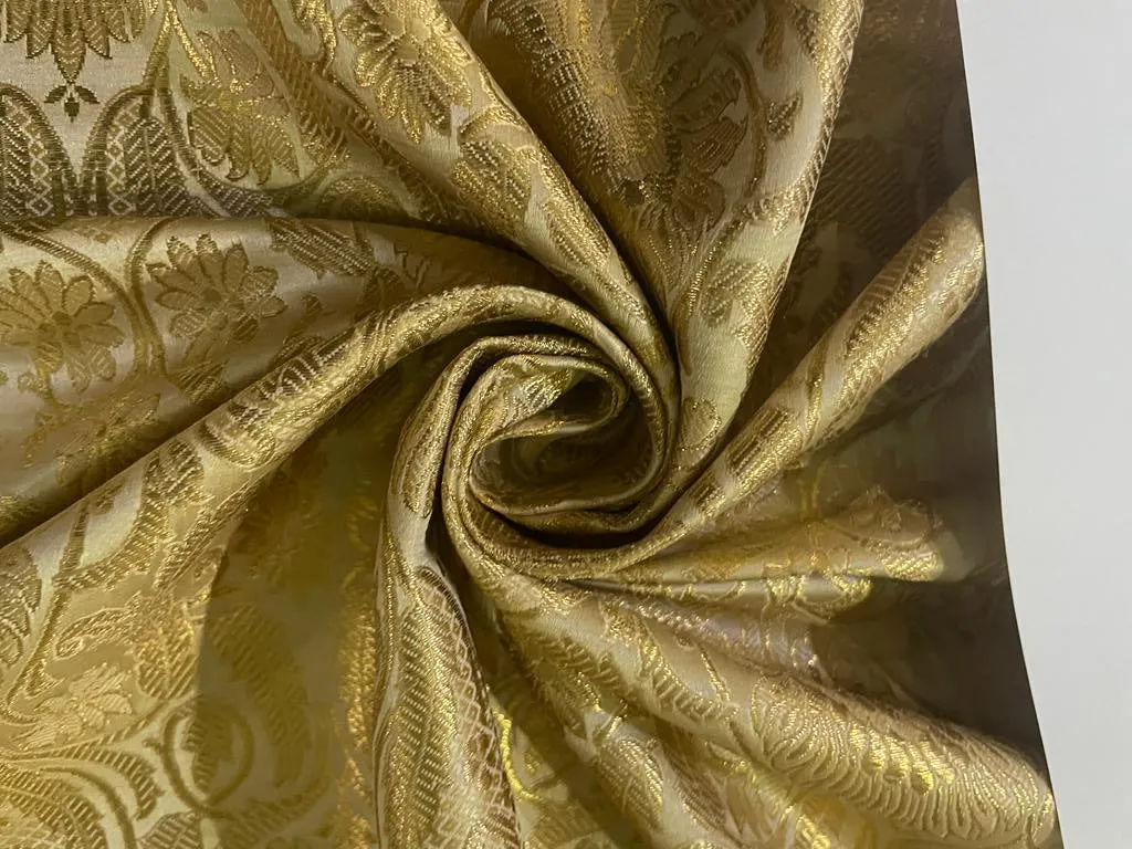 Silk Brocade fabric Gold with metallic gold jacquard color 44" wide BRO890[4]