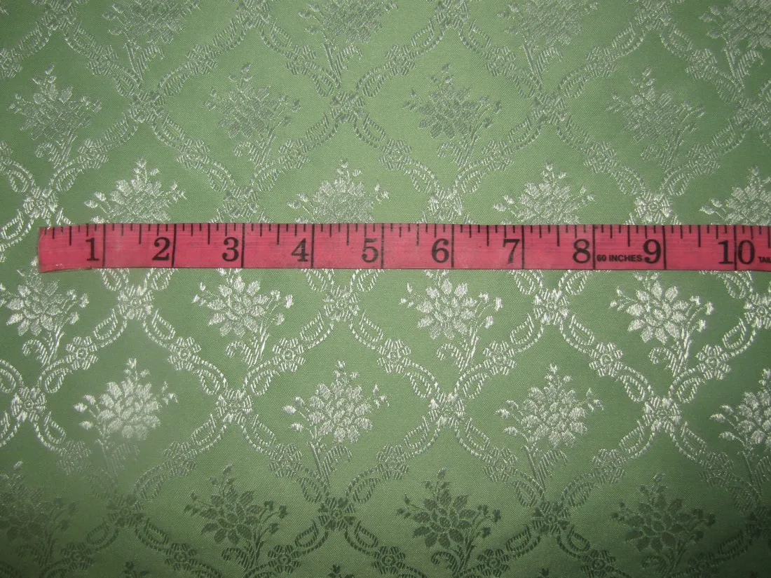 Silk Brocade fabric green x metallic silver color 58" wide BRO801[1]