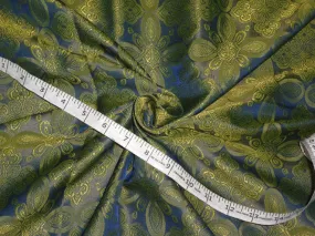 SILK BROCADE FABRIC INK BLUE X GREEN COLOR VESTMENT 44&quot; BRO475[3]