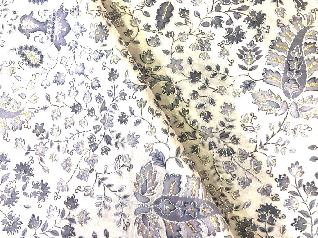 Silk Brocade fabric IVORY embroidered with subtle gold sequence 54" wide BRO912[3]