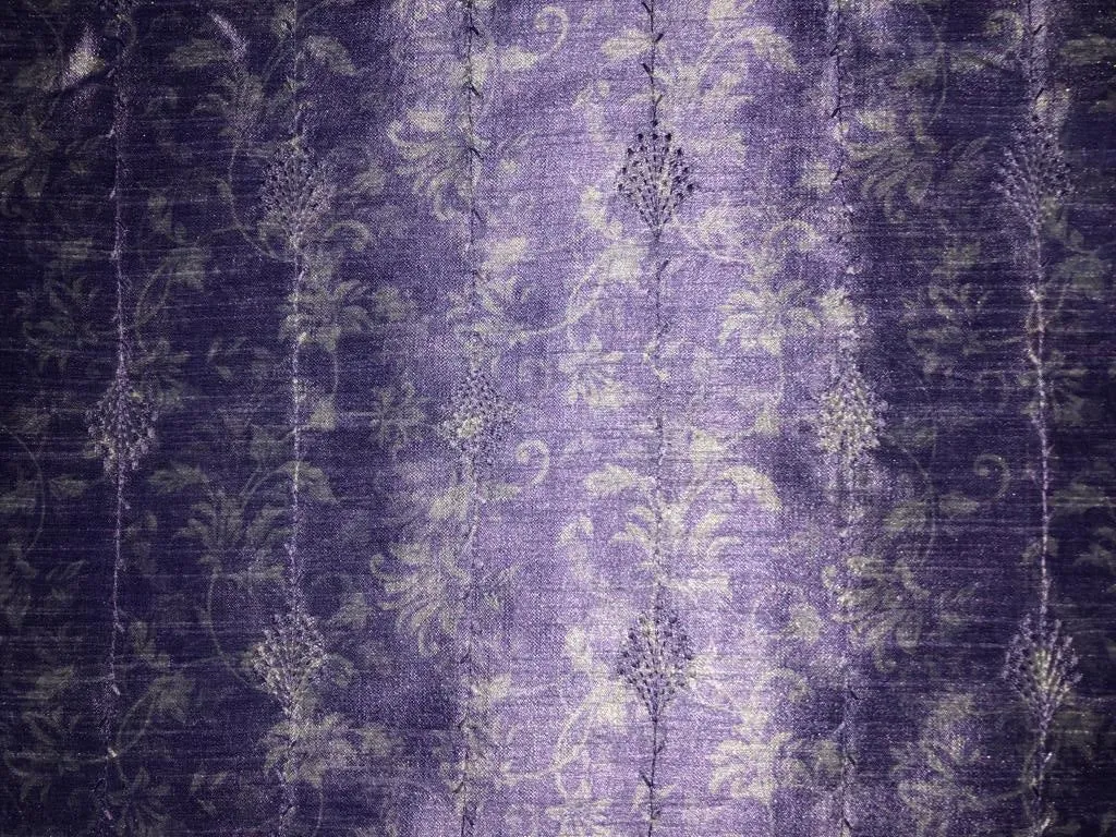 Silk Brocade fabric Lilac shaded embroidered with subtle silver sequence 54" wide BRO912[4]