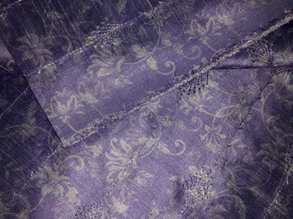 Silk Brocade fabric Lilac shaded embroidered with subtle silver sequence 54" wide BRO912[4]