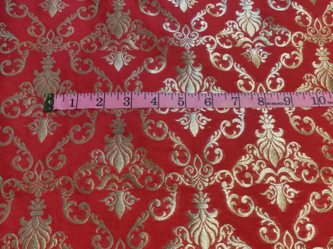 Silk Brocade fabric red x metallic gold color 44" wide BRO790B[1]