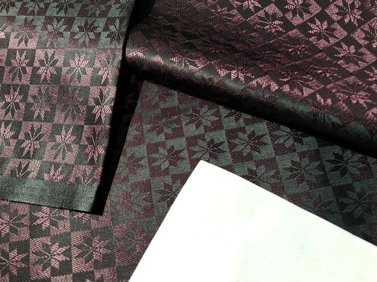 Silk Brocade  fabric~ satin 44" wide   jacquard OLD MAUVE AND BLACK GEOMETRICAL  BRO996[4]