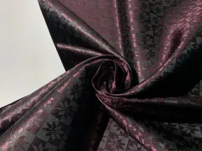 Silk Brocade  fabric~ satin 44" wide   jacquard OLD MAUVE AND BLACK GEOMETRICAL  BRO996[4]