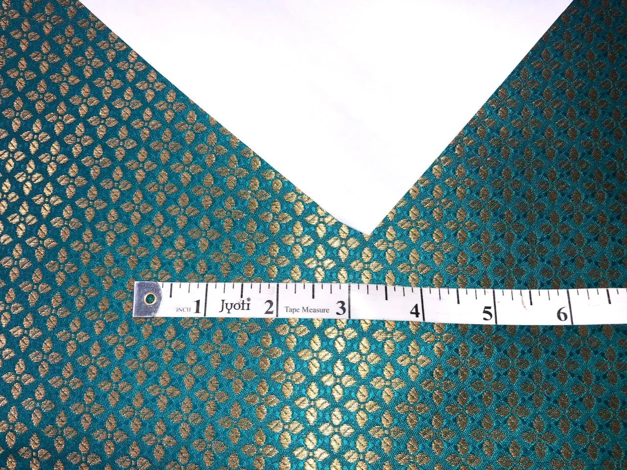 Silk Brocade fabric TEAL with gold motif  jacquard  BRO965[1]