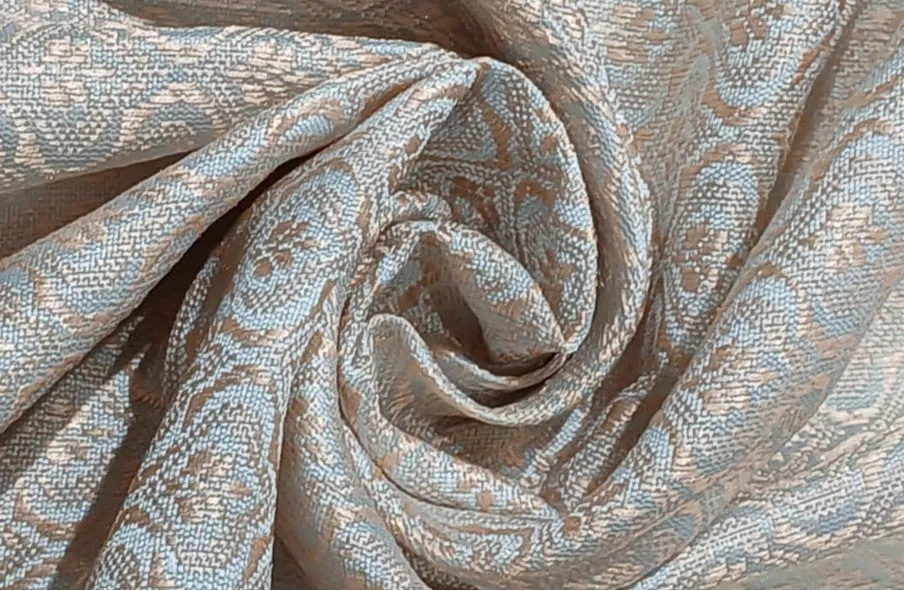 Silk Brocade fabric with leaf  jacquard available in 3 colors sky blue , mint and lilac BRO990