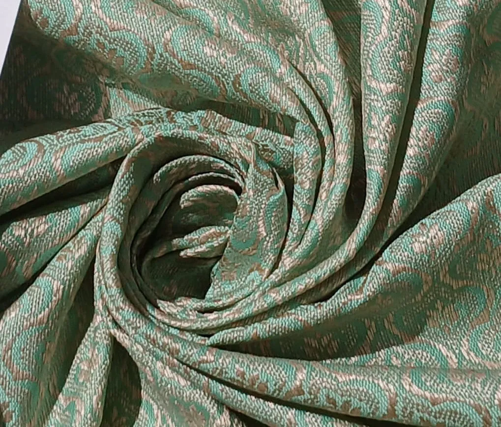 Silk Brocade fabric with leaf  jacquard available in 3 colors sky blue , mint and lilac BRO990