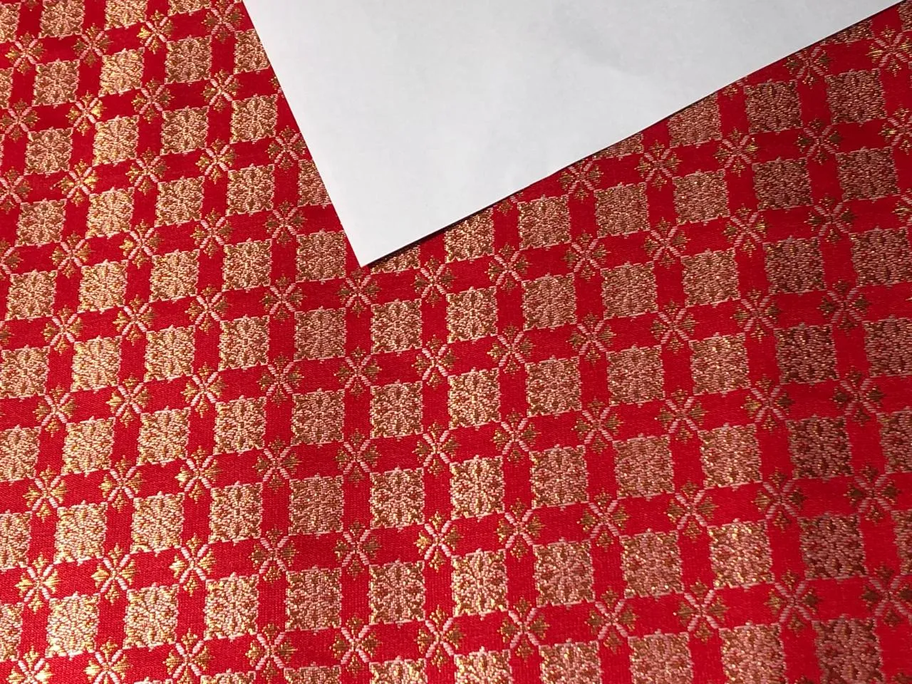 Silk Brocade fabric with leaf  jacquard available in 4 COLORS plum, teal ,red  and pink BRO998[1/2/3/4]