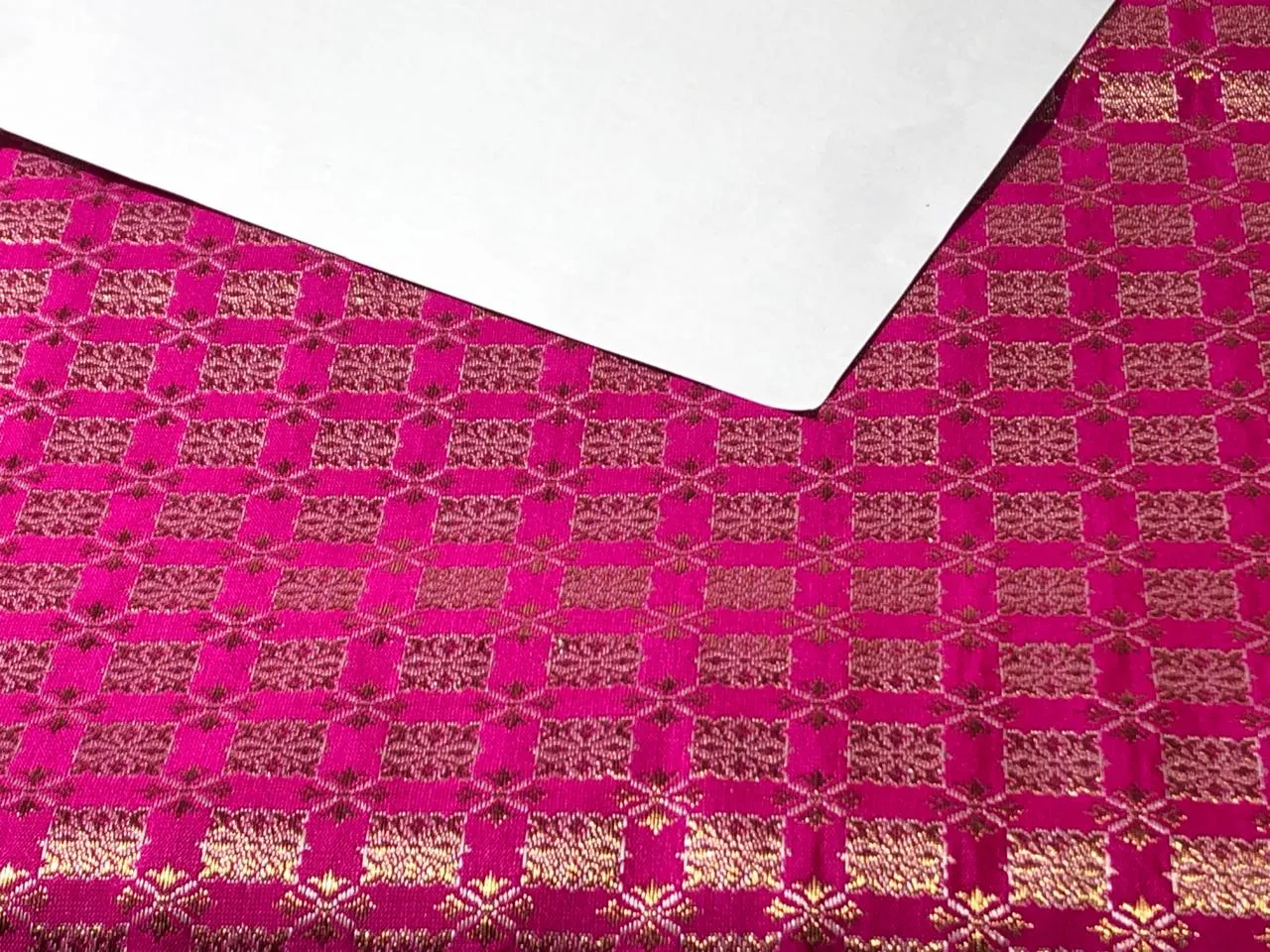 Silk Brocade fabric with leaf  jacquard available in 4 COLORS plum, teal ,red  and pink BRO998[1/2/3/4]