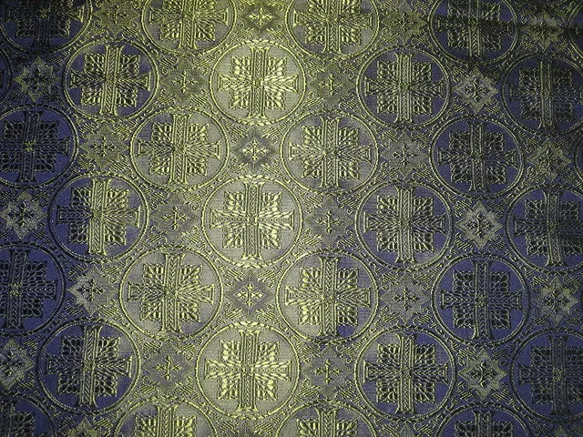 Silk Brocade jacquard Vestment Fabric Navy Blue & Green 44" WIDE BRO81[2]