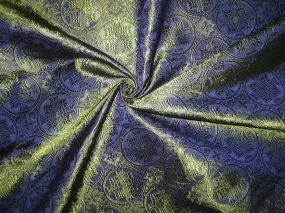 Silk Brocade jacquard Vestment Fabric Navy Blue & Green 44" WIDE BRO81[2]