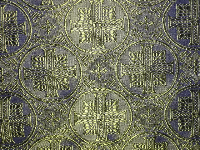 Silk Brocade jacquard Vestment Fabric Navy Blue & Green 44" WIDE BRO81[2]