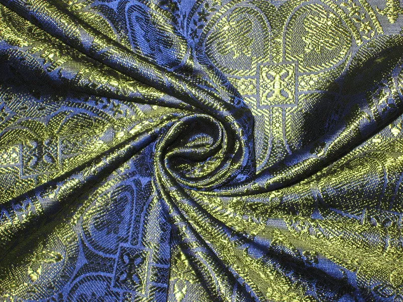 Silk Brocade Vestment Fabric Blue &  Green 44" wide BRO144[1]