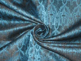 Silk Brocade Vestment Fabric Blue &amp; Black 44" wide BRO144[2]