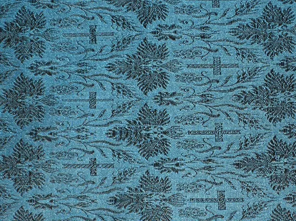 Silk Brocade Vestment Fabric Blue &amp; Black 44" wide BRO144[2]