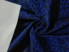 Silk Brocade Vestment Fabric Blue &amp; Black Color 44" wide BRO174[1]