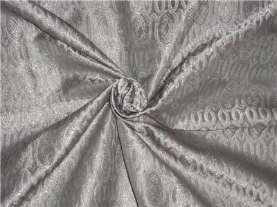 Silk Brocade Vestment Fabric Grey x Silver Color 44" WIDE BRO531[2]