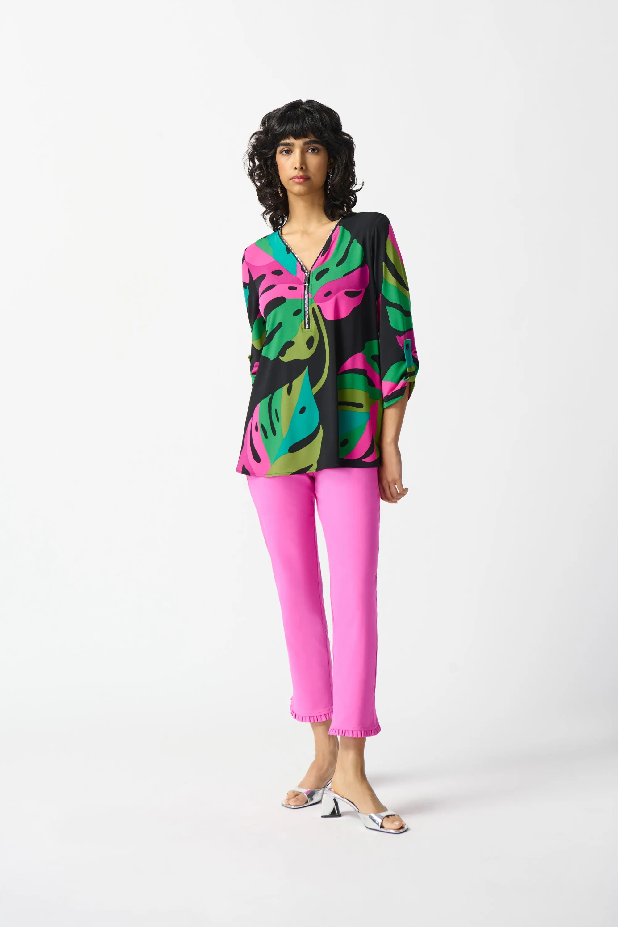 Silky Knit Tropical Print Tunic