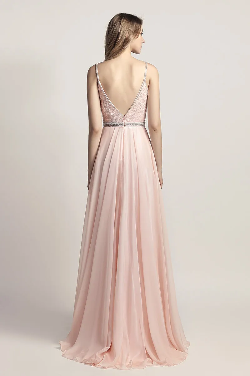 Spaghetti straps A-line Long Chiffon Prom Dress Charming Ball Gown