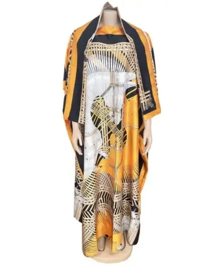 Stunning Spring/Summer Collection: Vibrant African Print Polyester Long Robes for Women