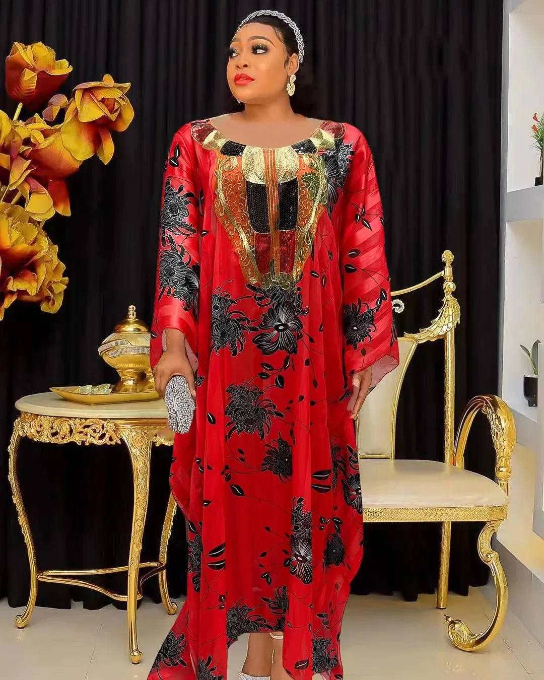 Stunning Spring/Summer Collection: Vibrant African Print Polyester Long Robes for Women