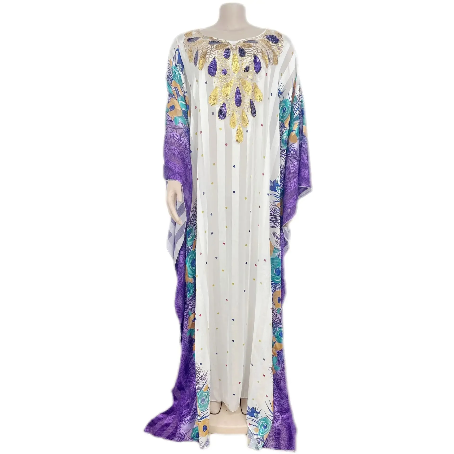 Stunning Spring/Summer Collection: Vibrant African Print Polyester Long Robes for Women