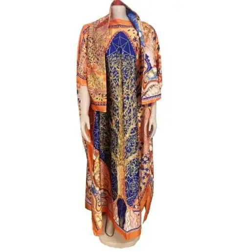 Stunning Spring/Summer Collection: Vibrant African Print Polyester Long Robes for Women