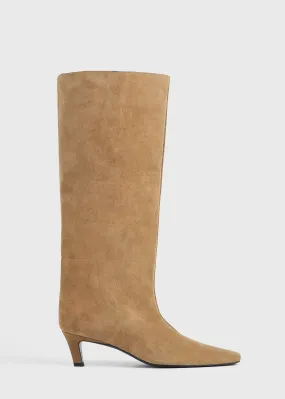 Suede wide shaft boots caramel