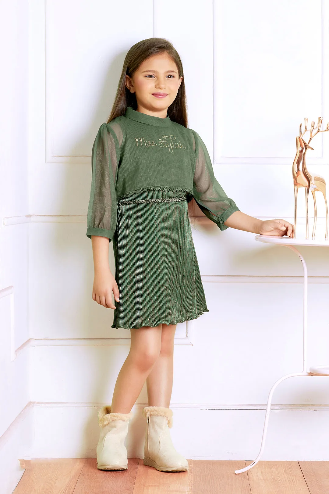 Tiny Baby Green Colored Dress