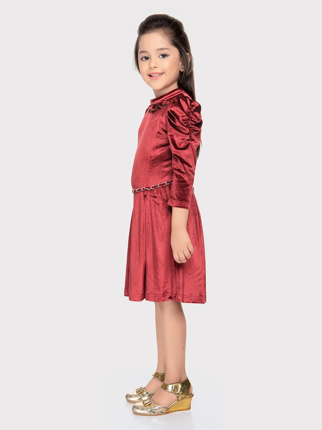 Tiny Baby Maroon Colored Dress