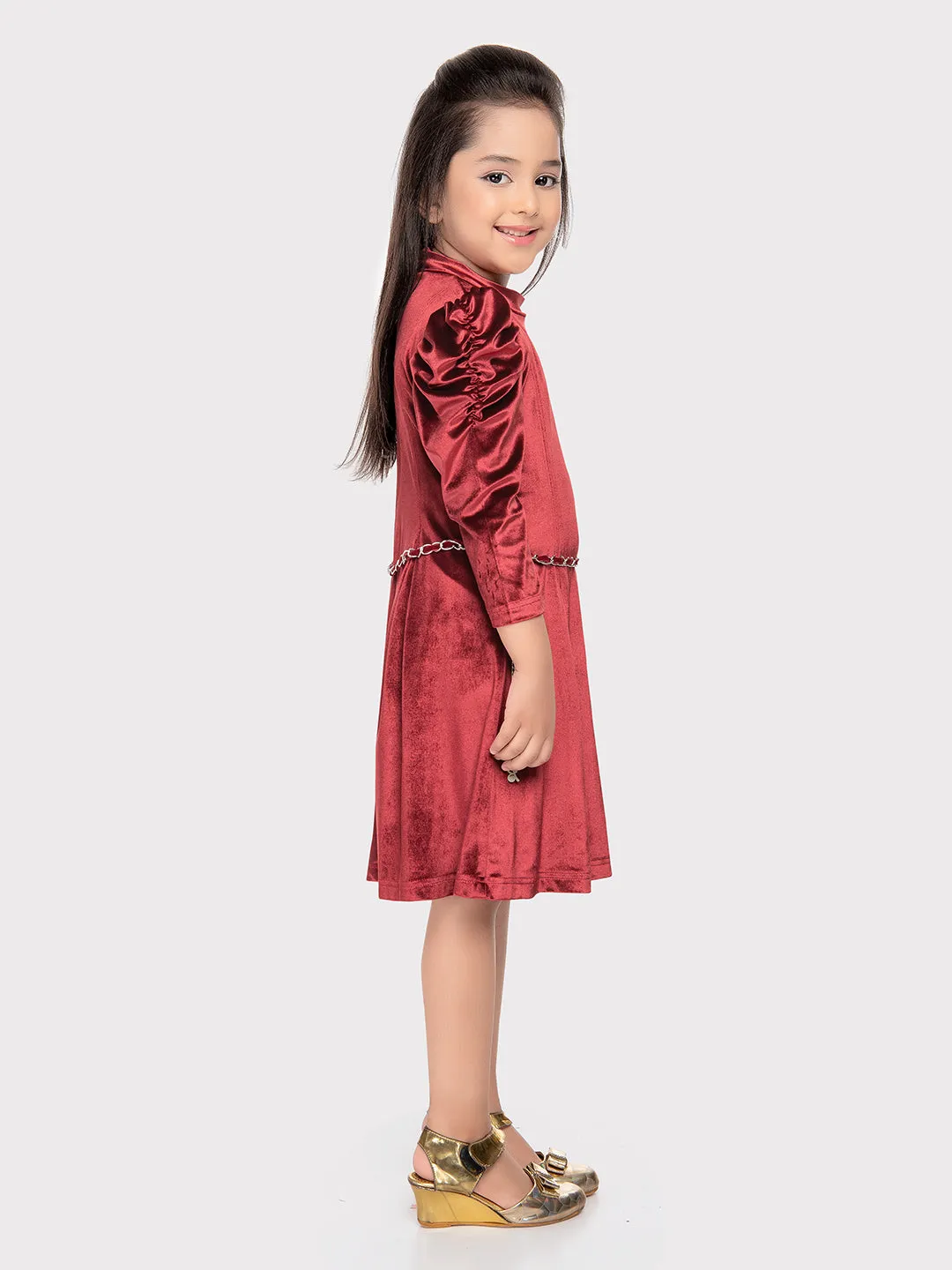 Tiny Baby Maroon Colored Dress