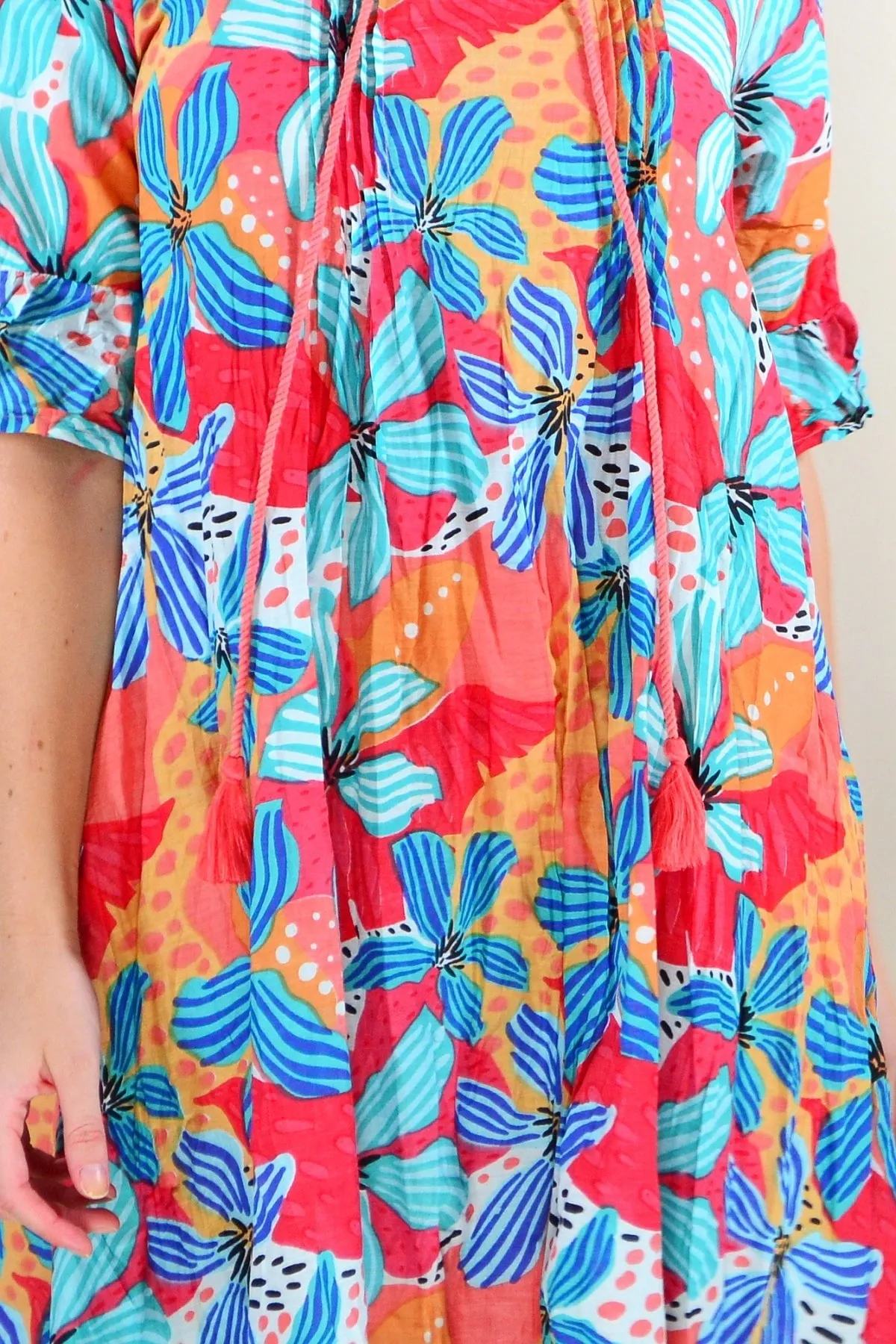 Tropical Lily Boho Tunic Dress